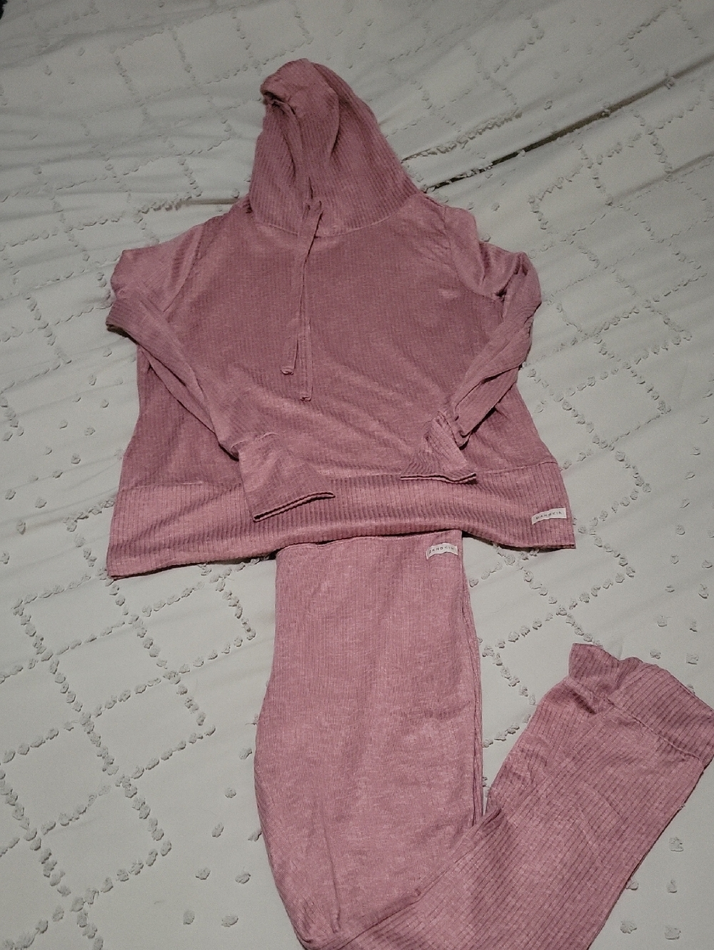 Danskin Mauve Ribbed Hoodie & Joggers Set
